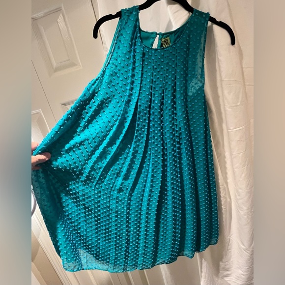 Sachin + Babi Dress Blue and Green Speckle Dot Sheer Swing Sz 4 Anthropologie - Picture 5 of 10